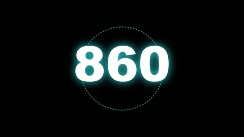 Animated 860 number on black background with glowing effect and rotating ci.. 库存影片 330279963