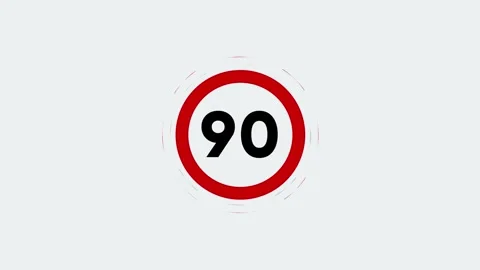 Animated 90 km/h Speed Limit Traffic Sign Motion Graphic Video stock 345590759