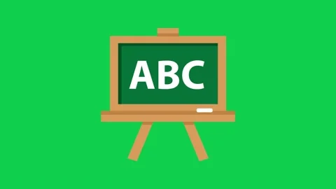 Animated ABC chalkboard on green screen ideal for school education Stock Footage 309101993