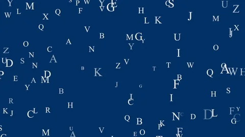 Animated ABC characters flying over blue background Stock Footage 121067366