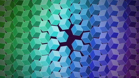 Animated Abstract Background of Rotating Gradient Cubes Pattern Stock Footage 339925182