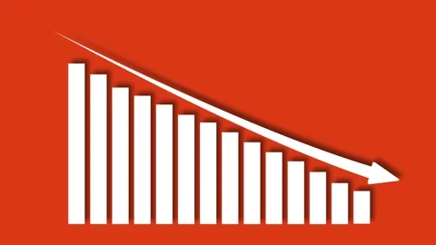 Animated Abstract Business Graph, Arrows, Decreasing Financial Trend, 3D Concept Stock Footage 310057057