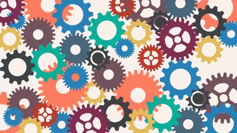 Animated abstract gears background in flat design. Pattern footage Stock Footage 152674916
