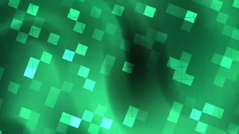 Animated Abstract green black gradient background with glowing green pixel block Stock Footage 346380075