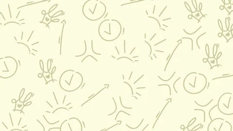 Animated abstract hand-drawn pattern with checkmarks, sunbursts, and arrows.. Stock Footage 318941021