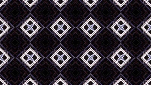 Animated abstract kaleidoscope patterns with blue tint on black background. 3d r Video stock 286974380