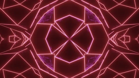 Animated abstract kaleidoscope patterns of glowing lines on a black background.  Stock Footage 152111028