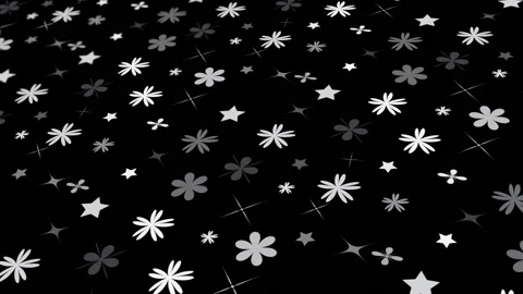 Animated abstract pattern with geometric elements flowers gray black tone Stock Footage 233554449