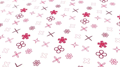 Animated abstract pattern with geometric elements in the form of flowers. red Stock Footage 233554516