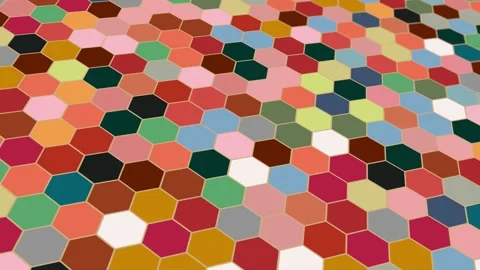 Animated abstract pattern with geometric elements in multicolored tones Stock Footage 233554758