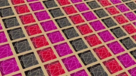 Animated abstract pattern with geometric elements in multicolored tones Stock Footage 233554760