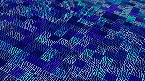 Animated abstract pattern with geometric elements in blue tones Stock Footage 233631754