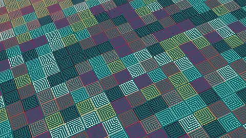 Animated abstract pattern With geometric elements in retro vintage tones. Stock Footage 233631859