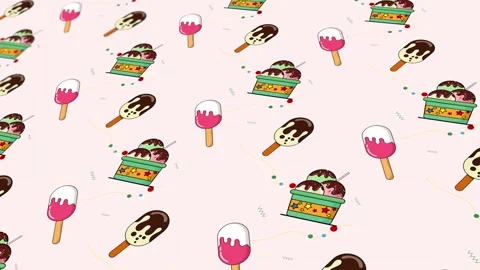 Animated abstract pattern with geometric elements as chocolate ice cream Stock Footage 233783508