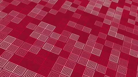 Animated abstract pattern with geometric elements in red tones Stock Footage 233783960