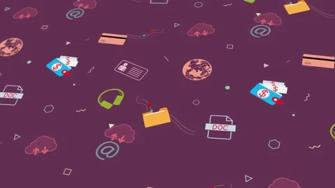 Animated abstract pattern with geometric  tech clouds. pink Stock Footage 233783700