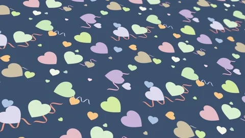 Animated abstract pattern with heart shaped geometric elements. pastel color Stock Footage 233631785