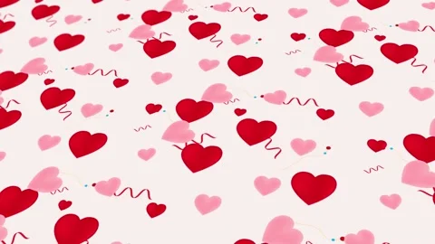 Animated abstract pattern with heart shaped geometric elements. red 스톡 동영상 233784033