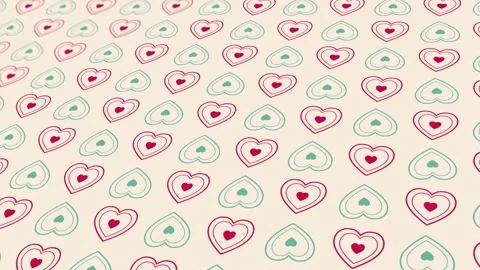 Animated abstract pattern heart shaped geometric elements. red green Stock Footage 233784113
