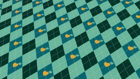 Animated abstract pattern with heart shaped geometric elements. green Stock Footage 233784129
