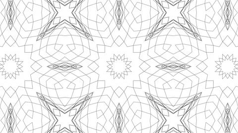 Animated abstract patterns. Black white kaleidoscope background. 3d render Stock Footage 101484993