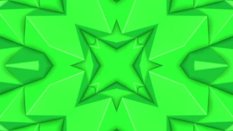 Animated abstract patterns. green kaleidoscope background. 3d render Stock Footage 101484516