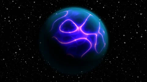 Animated abstract planet with massive global thunderstorm. Looped animation Stock Footage 50317126