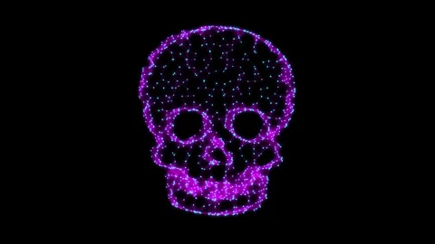 Animated  Abstract Purple Skull on Dark Background Stock Footage 331104690