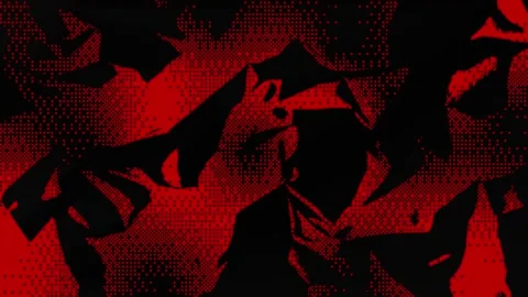 Animated abstract red background with bitmap texture on crumpled paper textu Stock Footage 300836237