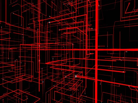 Animated Abstract Red Grid Stock Footage 71001973