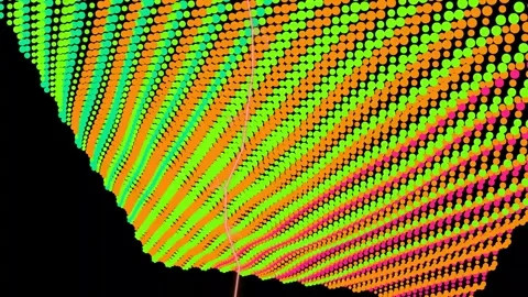 Animated Abstract Rows of orange and green dots on black background Stock Footage 327943708