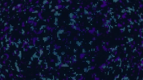 Animated abstract technology dark background. Random dots and rings glow. Stock Footage 253328445