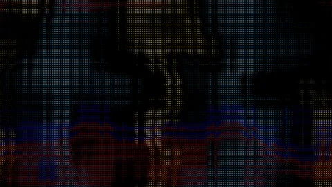 Animated abstract technology random dots and grid 4K on black background. Loop Stock Footage 347399682