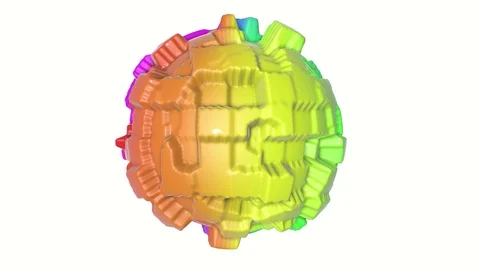 Animated abstraction of multi-colored sphere with a wave surface. 3d render Stock Footage 101347120