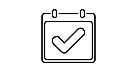 Animated accept date white line icon. Calendar with checkmark. Stock Footage 308745381