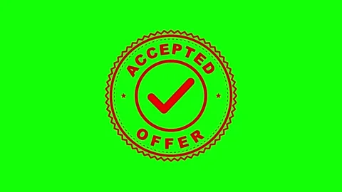 Animated Accepted Offer Red Rubber Stamp Stamping on Green Screen 4K Stock Footage 343553895