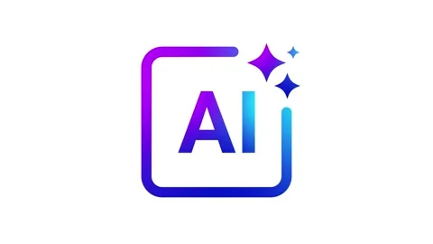 Animated AI artificial intelligence icon with sparkle star details and blue.. Stock Footage 341308992