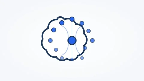 Animated AI brain icon neural network, horizontal 16:9 seamless loop HD motion Stock Footage 345160281