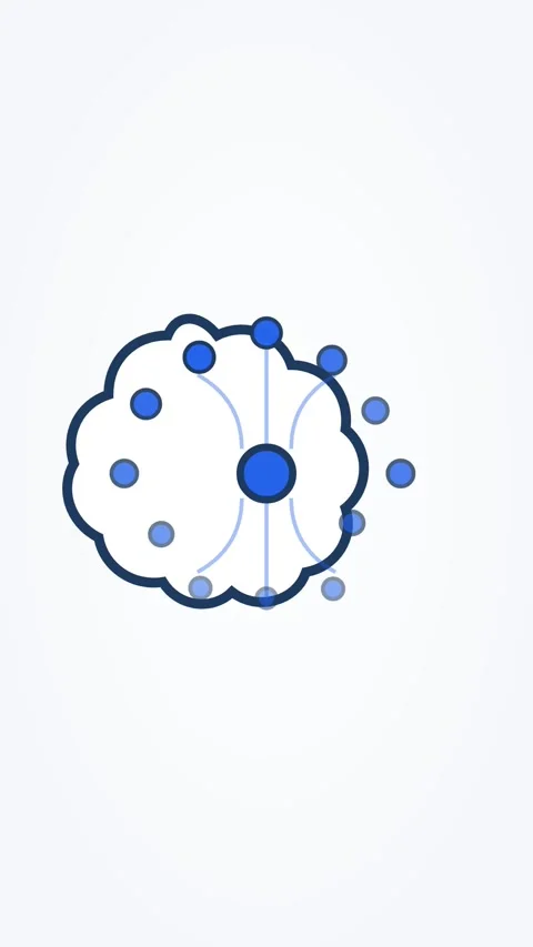 Animated AI brain icon neural network, vertical 9:16 seamless loop HD motion Stock Footage 345160288