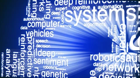 Animated AI Cloud Shape with AI-related Content Tags - Conceptual Artificial 스톡 동영상 271313352