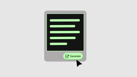 Animated AI Content Generation UI Window with Text Lines and Generate Button Stock Footage 347866259