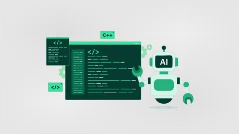 Animated AI Robot Assisting Coding in C++ Programming Language - Transparent 库存影片 347272999
