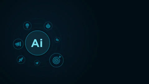 Animated AI technology, robot core, electric line, cpu system, future tech Video stock 303397160