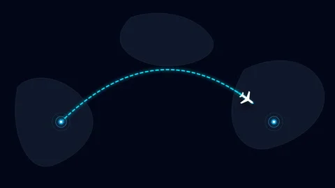 Animated Airplane flight path animation graphic. Stock Footage 335670454