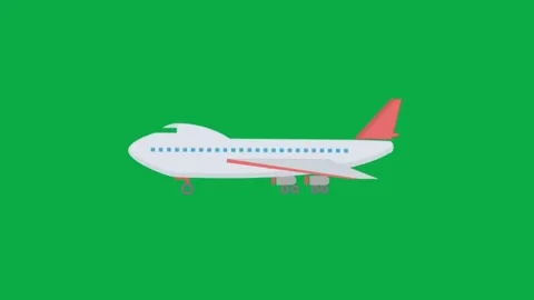 Animated airplane flying on green screen background for travel and aviation clip Stock Footage 331915783
