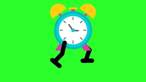 Animated Alarm Clock Character Running for Time Management Concept 库存影片 317389873