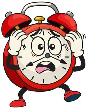 Animated Alarm Clock with Expressive Face Stock Illustration