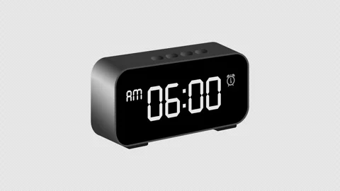 Animated alarm clock ringing at 6 am alpha background. Stock Footage 260787328