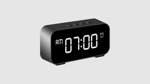 Animated alarm clock ringing at 7 am on alpha background. Stock Footage 260787326