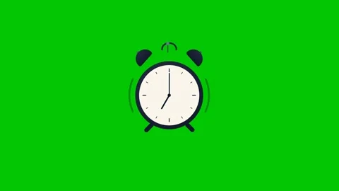 Animated alarm clock ringing on green screen. 4K Video stock 343264949